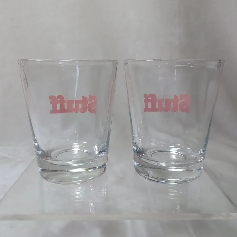 Stuff Magazine Shot Glass Set of 2 VTG Glasses 1 oz
